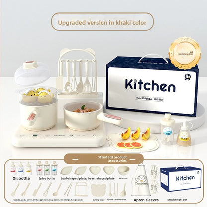 Mini Play Kitchen Set with Real Cooking Function