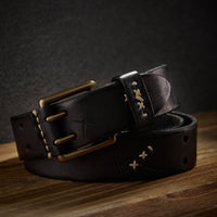 Genuine Leather Mens Belt Vintage Pin Buckle