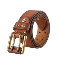 Genuine Leather Mens Belt Vintage Pin Buckle