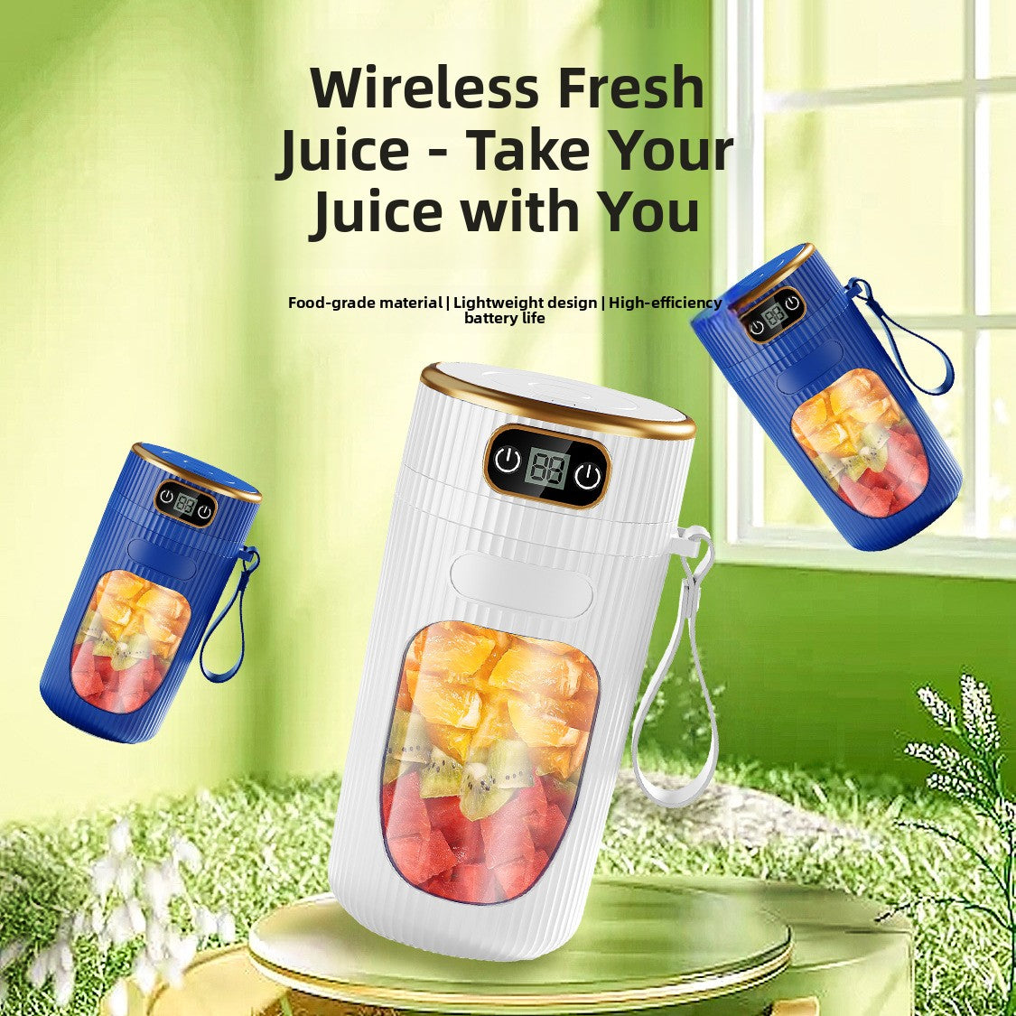 Portable Digital Display Juicer with Glass Cup