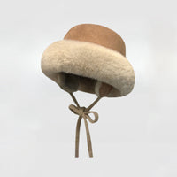 Meetsunny Suede Ear-Protecting Fisherman Hat Thickened Warm Plush Hat for Women