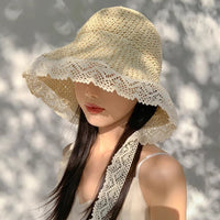 French Lace Straw Sun Hat
