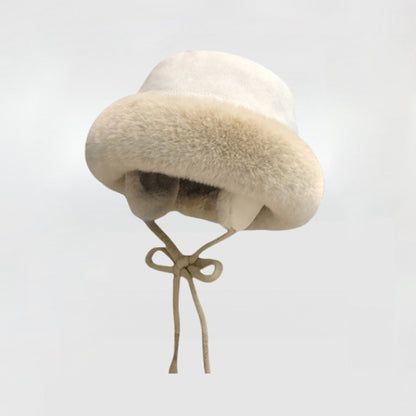 Meetsunny Suede Ear-Protecting Fisherman Hat Thickened Warm Plush Hat for Women