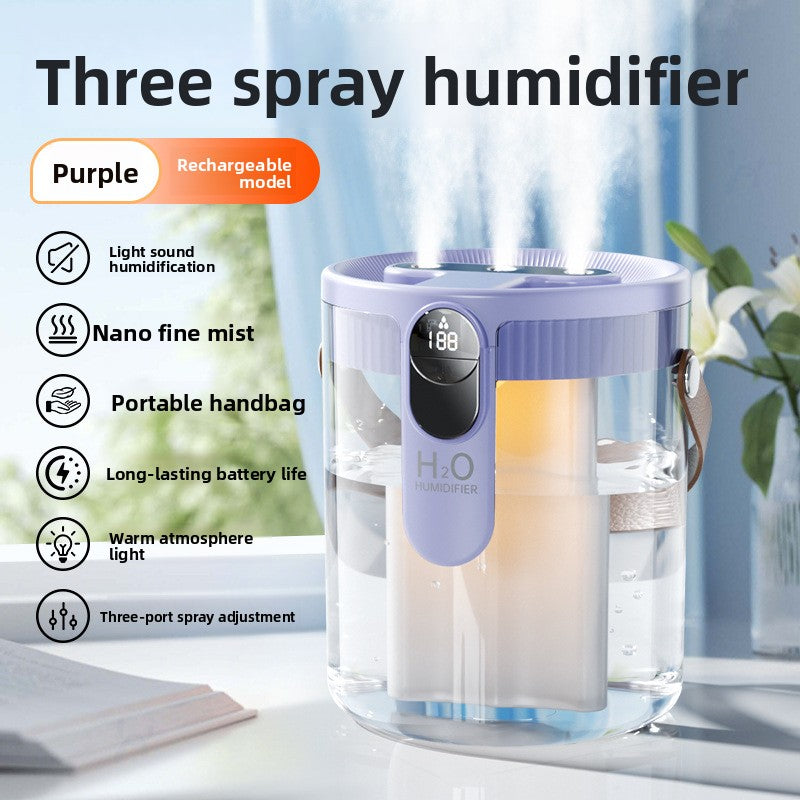 Home Humidifier – Triple Nozzle Aromatherapy & Night Light (1.5L)