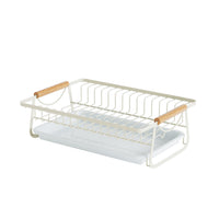 Multi-Functional Stainless Steel Kitchen Dish Drain Rack with Wood Handle