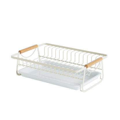 Multi-Functional Stainless Steel Kitchen Dish Drain Rack with Wood Handle