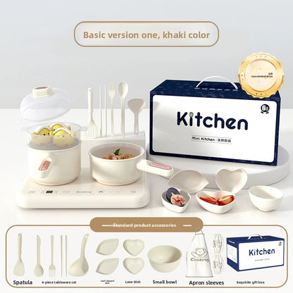 Mini Play Kitchen Set with Real Cooking Function