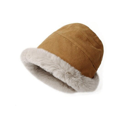 Meetsunny Suede Ear-Protecting Fisherman Hat Thickened Warm Plush Hat for Women