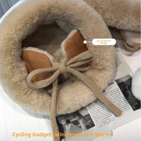 Meetsunny Suede Ear-Protecting Fisherman Hat Thickened Warm Plush Hat for Women