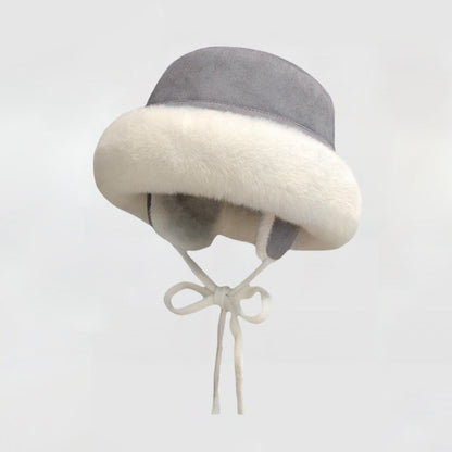 Meetsunny Suede Ear-Protecting Fisherman Hat Thickened Warm Plush Hat for Women