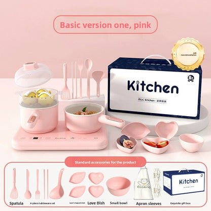 Mini Play Kitchen Set with Real Cooking Function